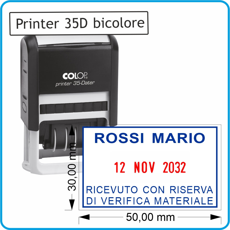 TIMBRO DATARIO AUTOINCHIOSTRANTE COLOP P35D - RICEVUTO CON RISERVA